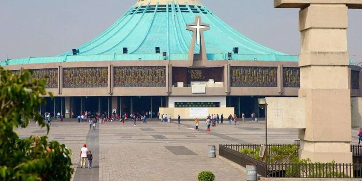 Modern Basilica of Our Lady of Guadalupe with its turquoise roof