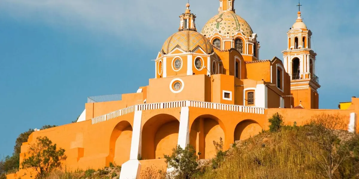 Yellow church above the Great Pyramid of Cholula