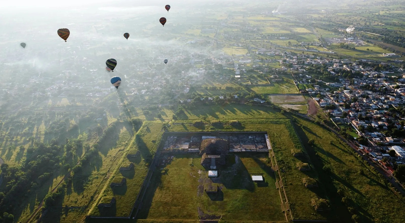 Aerial perspective across the Teotihuacán valley